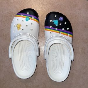 White and Multicolored Tipped Crocs